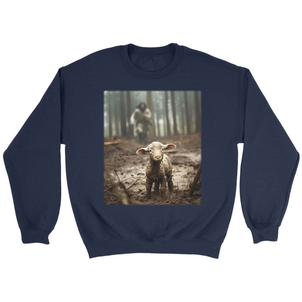Jesus Lamb of God Running After Sweatshirt Navy / S