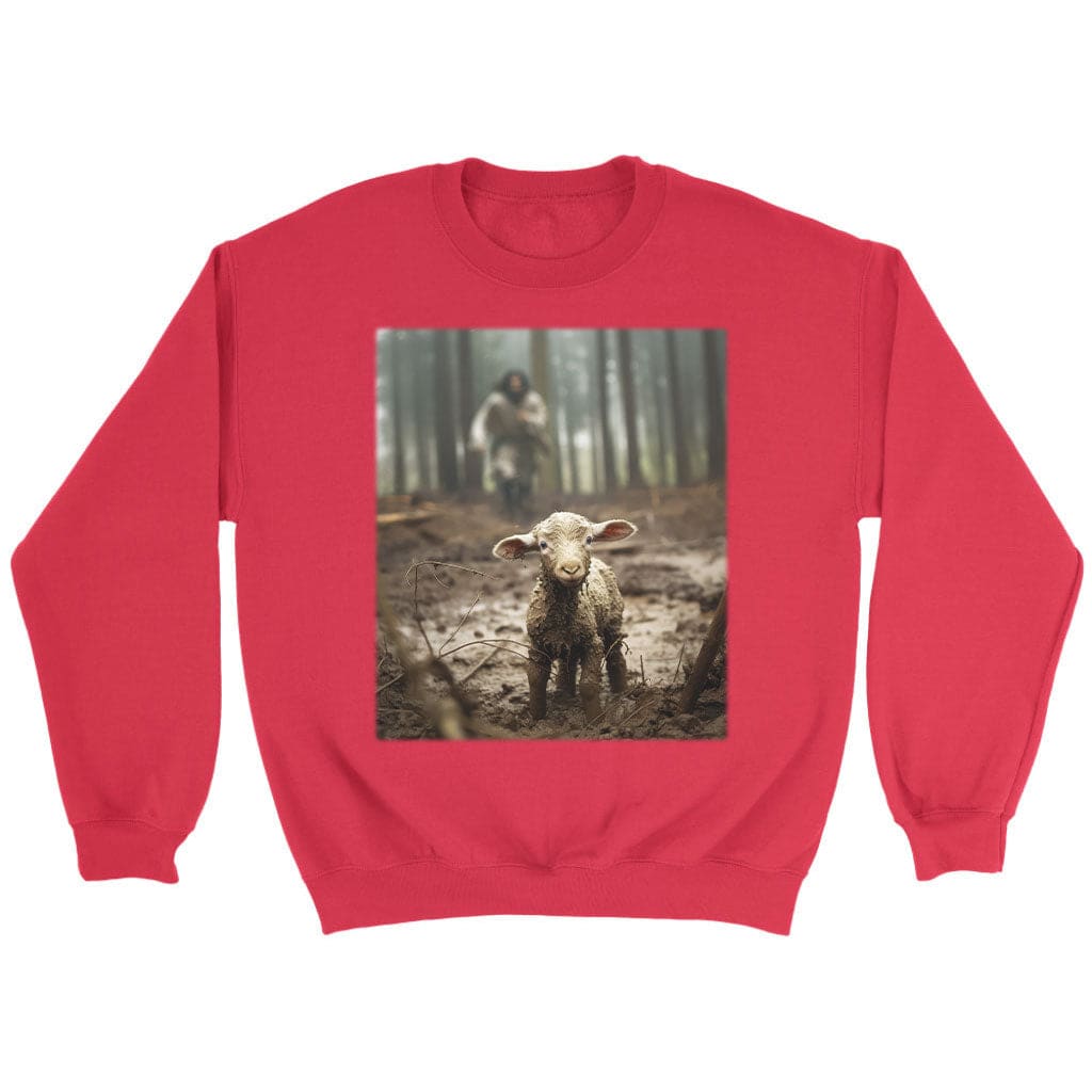 Jesus Lamb of God Running After Sweatshirt Red / S
