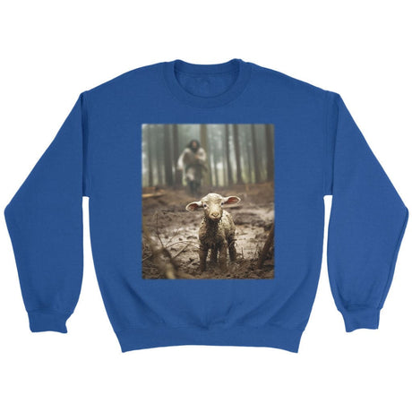 Jesus Lamb of God Running After Sweatshirt Royal / S