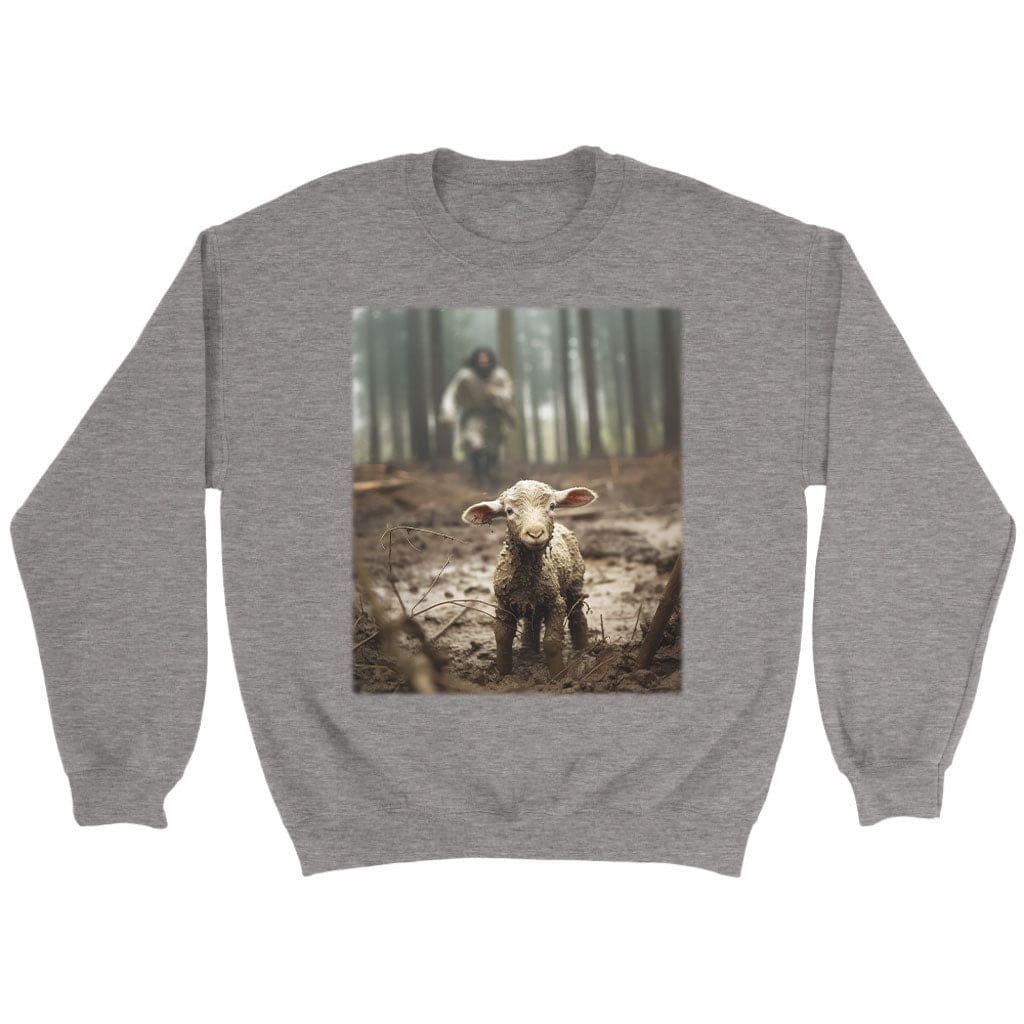 Jesus Lamb of God Running After Sweatshirt Sport Grey / S