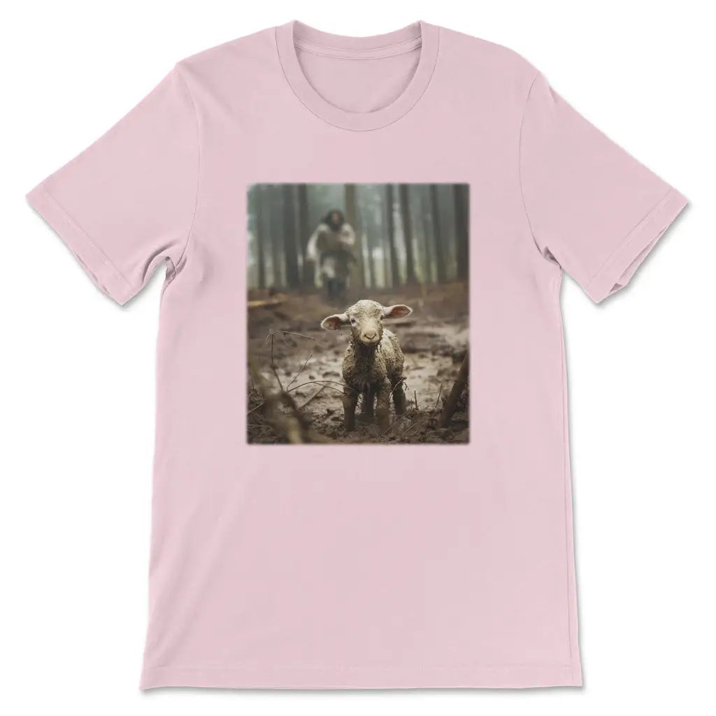 Jesus Lamb Of God Jesus Running After Lamb T-shirt Pink / S
