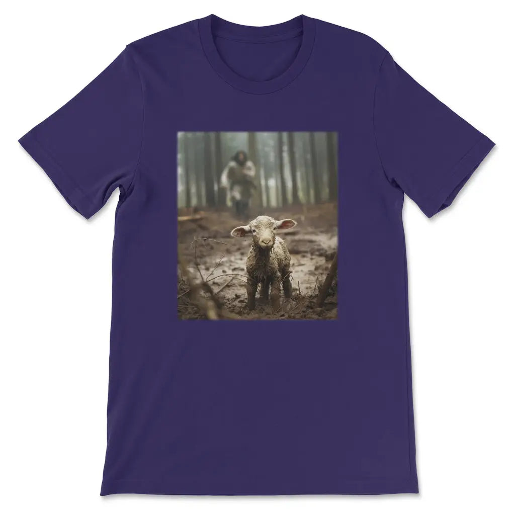 Jesus Lamb Of God Jesus Running After Lamb T-shirt Team Purple / S