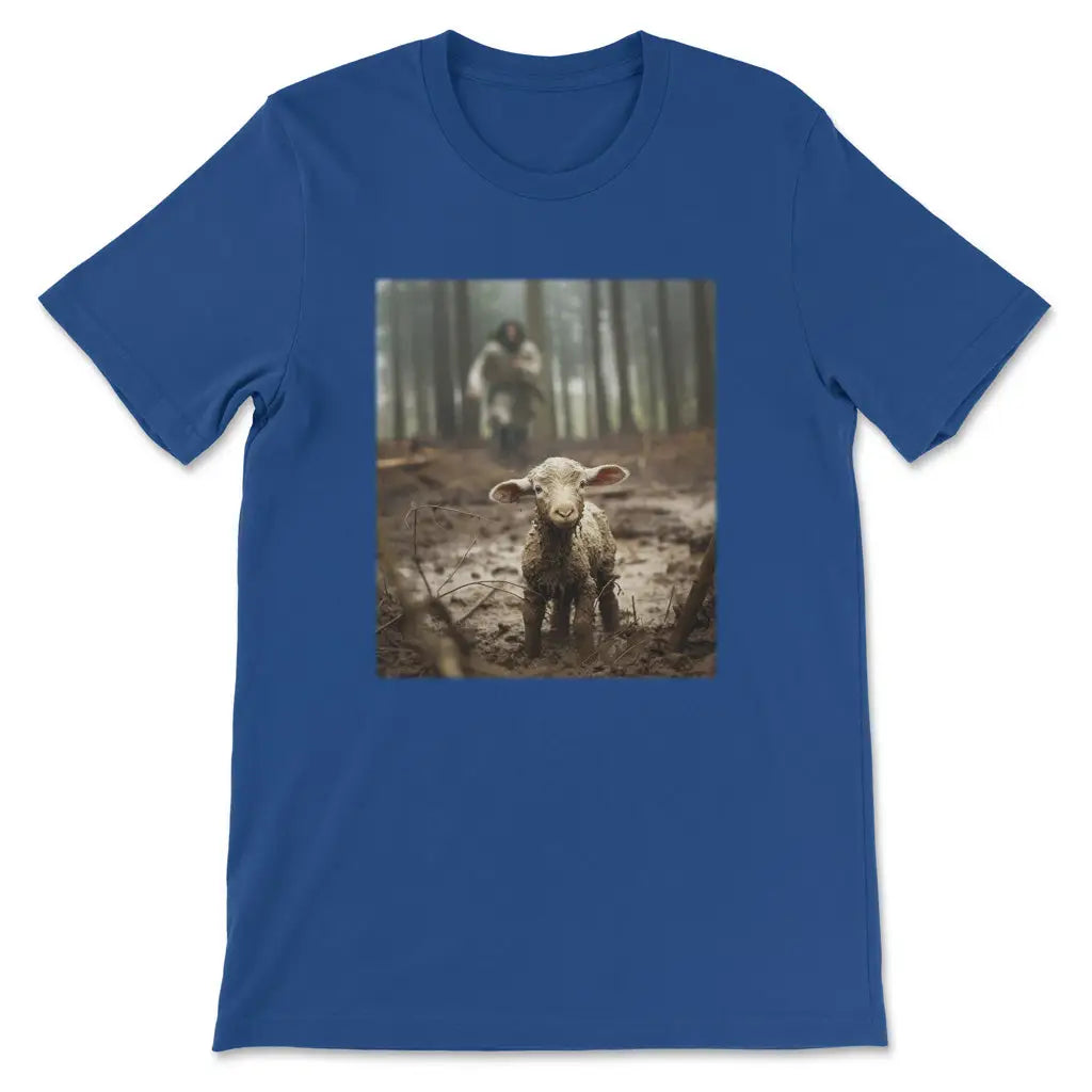 Jesus Lamb Of God Jesus Running After Lamb T-shirt True Royal / S
