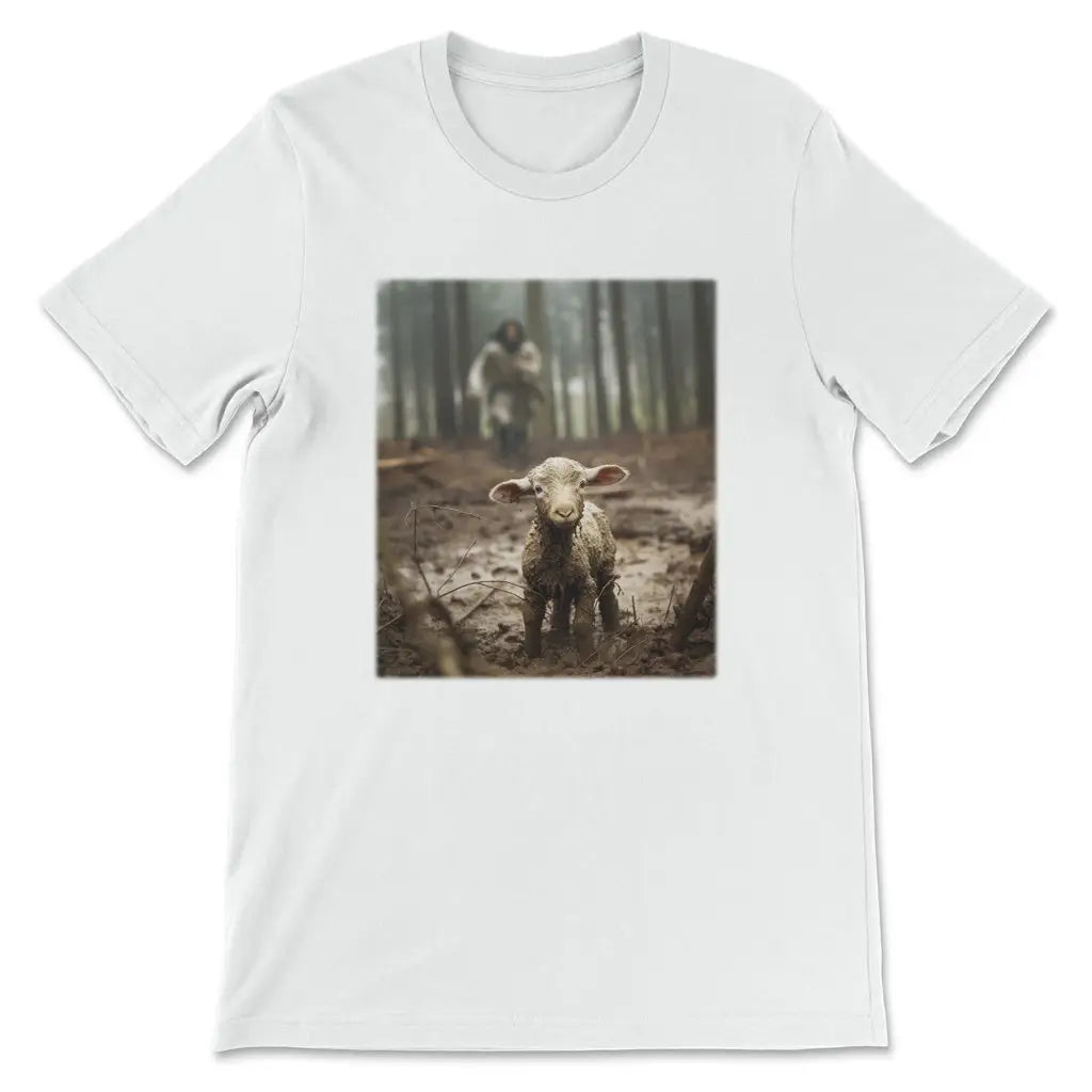 Jesus Lamb Of God Jesus Running After Lamb T-shirt White / S