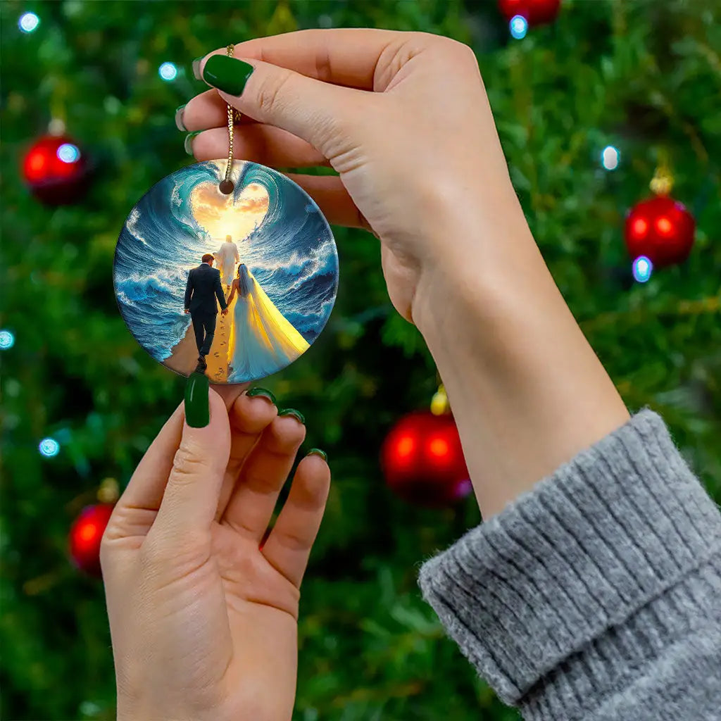 Religious ornament inspired by God parting the sea, representing trust and faith in marriage.