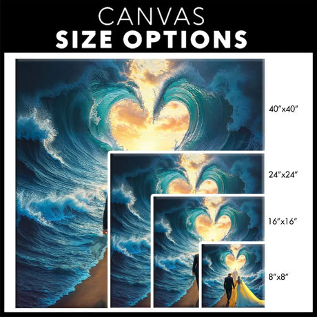Christian artwork of Jesus guiding a married couple through a parted sea, perfect for inspiring faith and love in any home / size options.