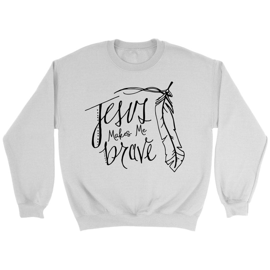 Jesus makes me brave Christian sweatshirt White / S