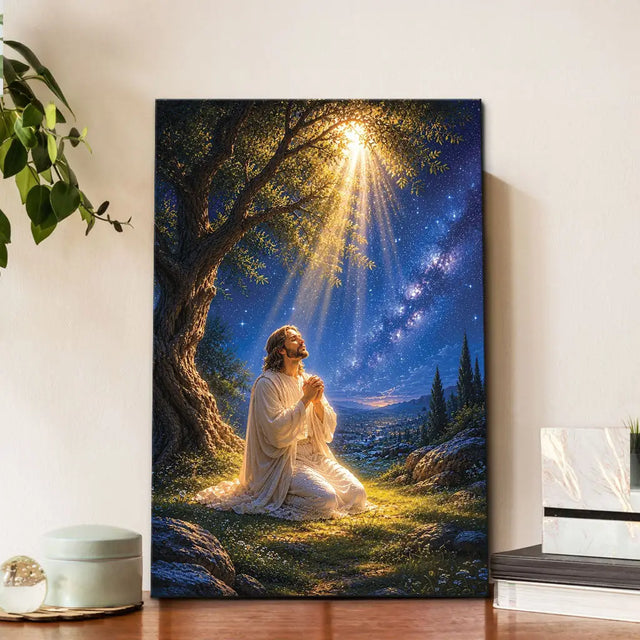 Jesus Praying At Gethsemane – Matthew 26:39 Christian Wall Art Canvas