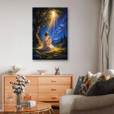 Jesus praying at Gethsemane Matthew 26:39 Christian wall art canvas with heavenly light