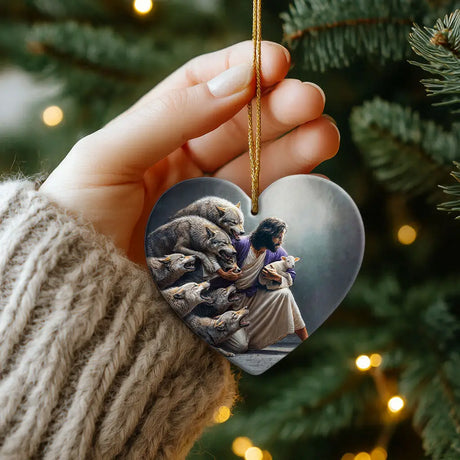 Beautiful Christmas ornament illustrating Jesus’ protection and care for His children.