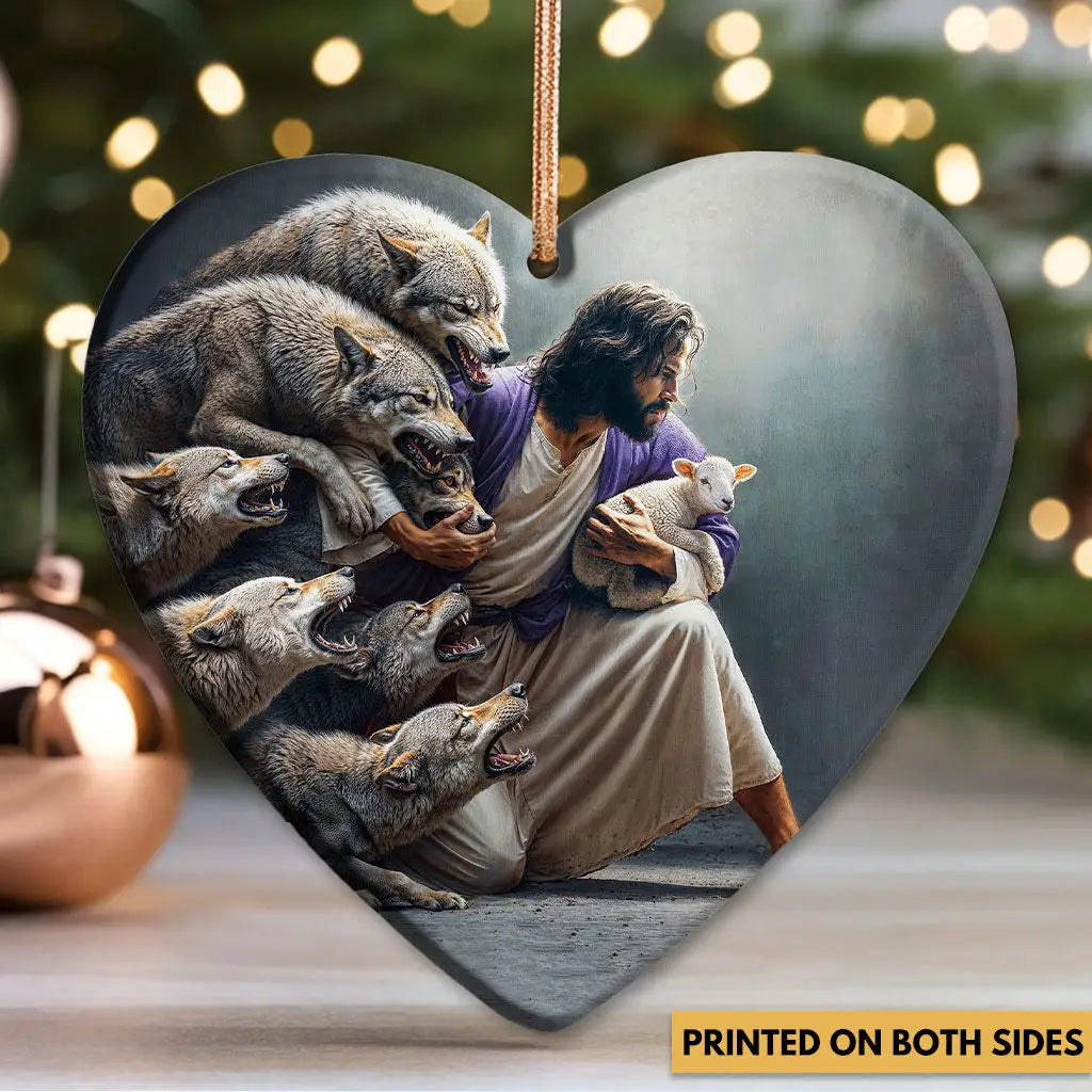 Beautiful Christmas ornament illustrating Jesus’ protection and care for His children.