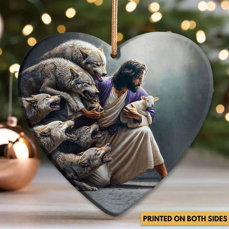Beautiful Christmas ornament illustrating Jesus’ protection and care for His children.
