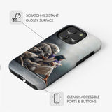 Faith-based phone case featuring Jesus protecting the lamb from wolves. Ideal Christian gift for daily inspiration.