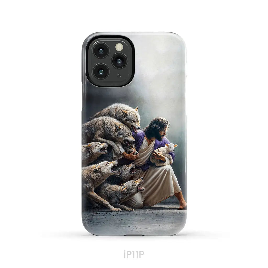 Jesus Protects The Lamb From Wolves Phone Case iPhone 11 Pro / Tough Case