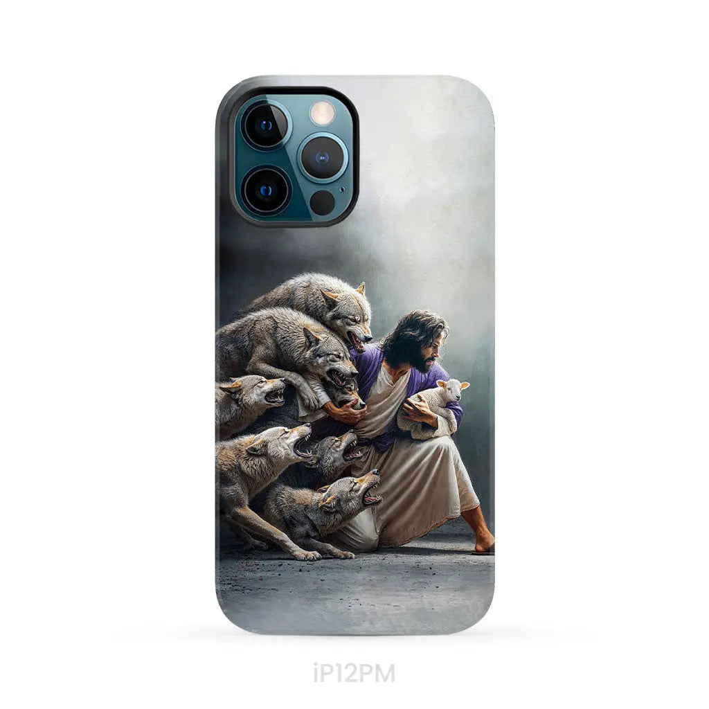 Jesus Protects The Lamb From Wolves Phone Case iPhone 12 Pro Max / Tough Case