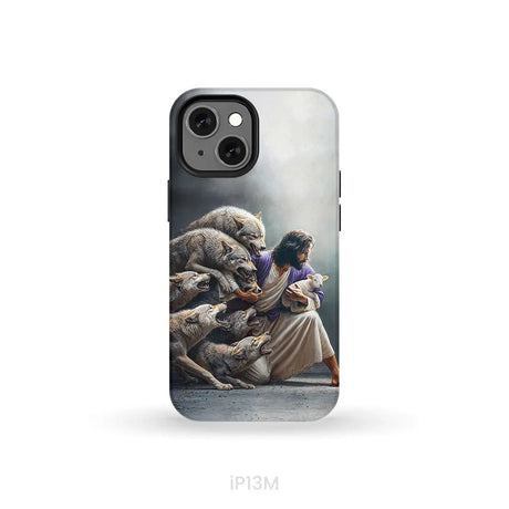 Jesus Protects The Lamb From Wolves Phone Case iPhone 13 Mini / Tough Case
