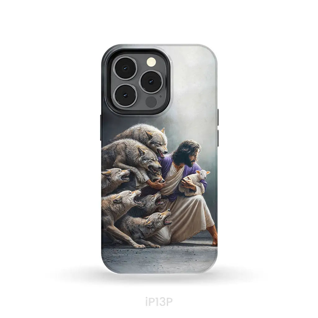 Jesus Protects The Lamb From Wolves Phone Case iPhone 13 Pro / Tough Case