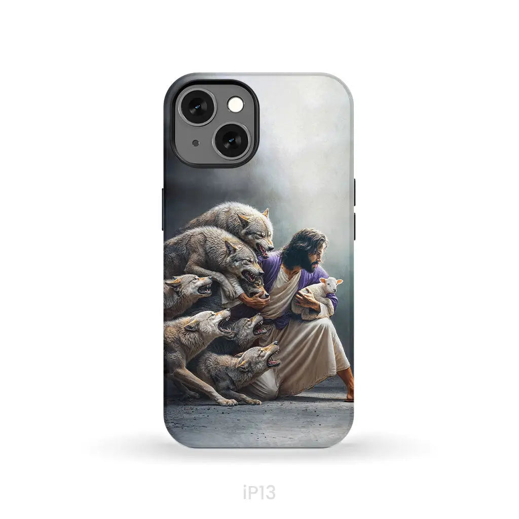 Jesus Protects The Lamb From Wolves Phone Case iPhone 13 / Tough Case