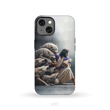 Jesus Protects The Lamb From Wolves Phone Case iPhone 13 / Tough Case