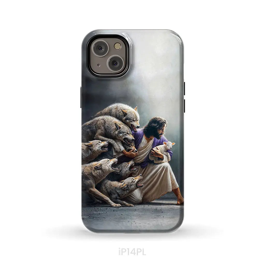 Jesus Protects The Lamb From Wolves Phone Case iPhone 14 Plus / Tough Case