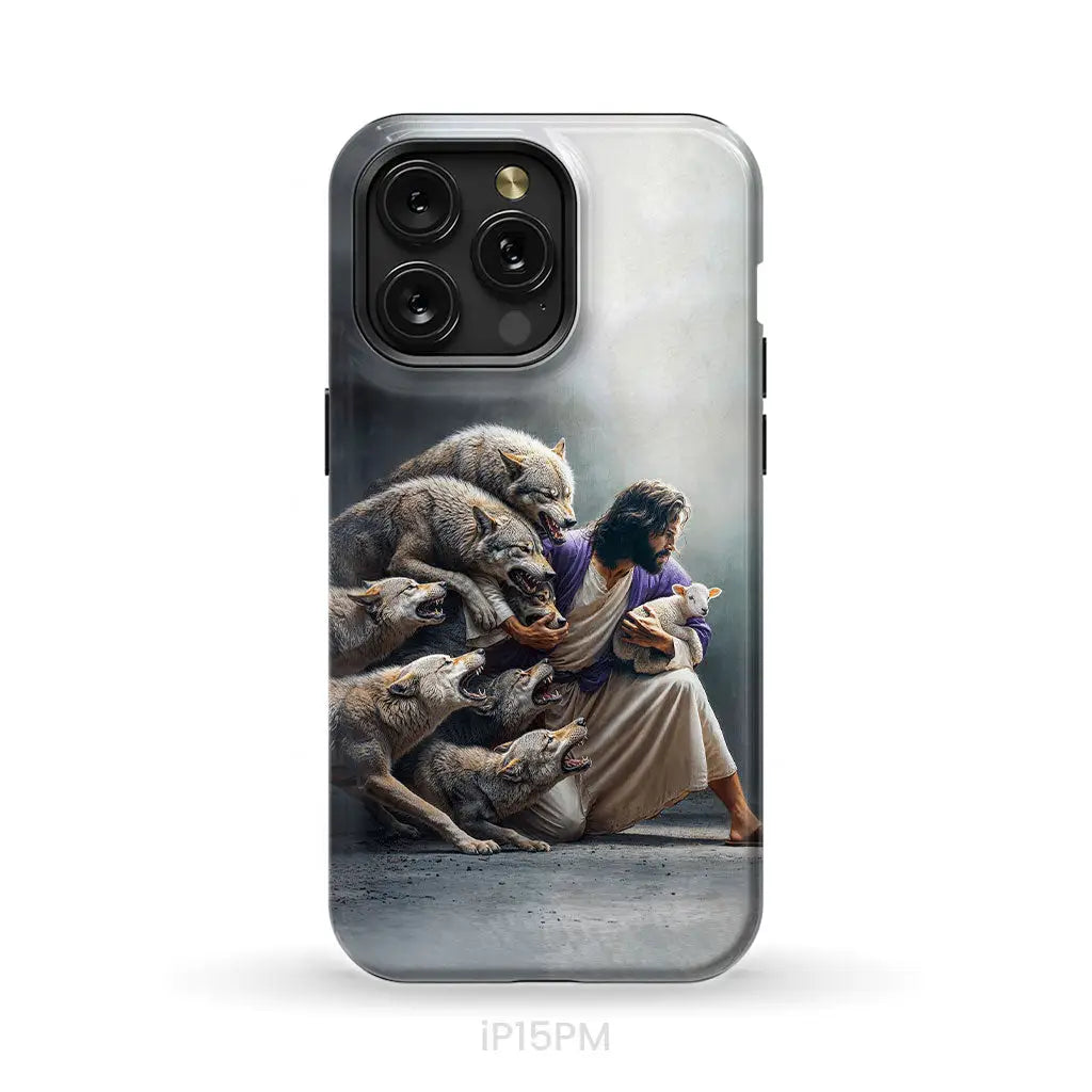 Jesus Protects The Lamb From Wolves Phone Case iPhone 15 Pro Max / Tough Case