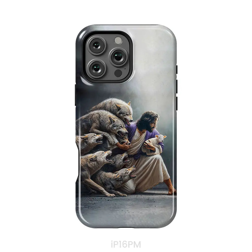 Jesus Protects The Lamb From Wolves Phone Case iPhone 16 Pro Max / Tough Case