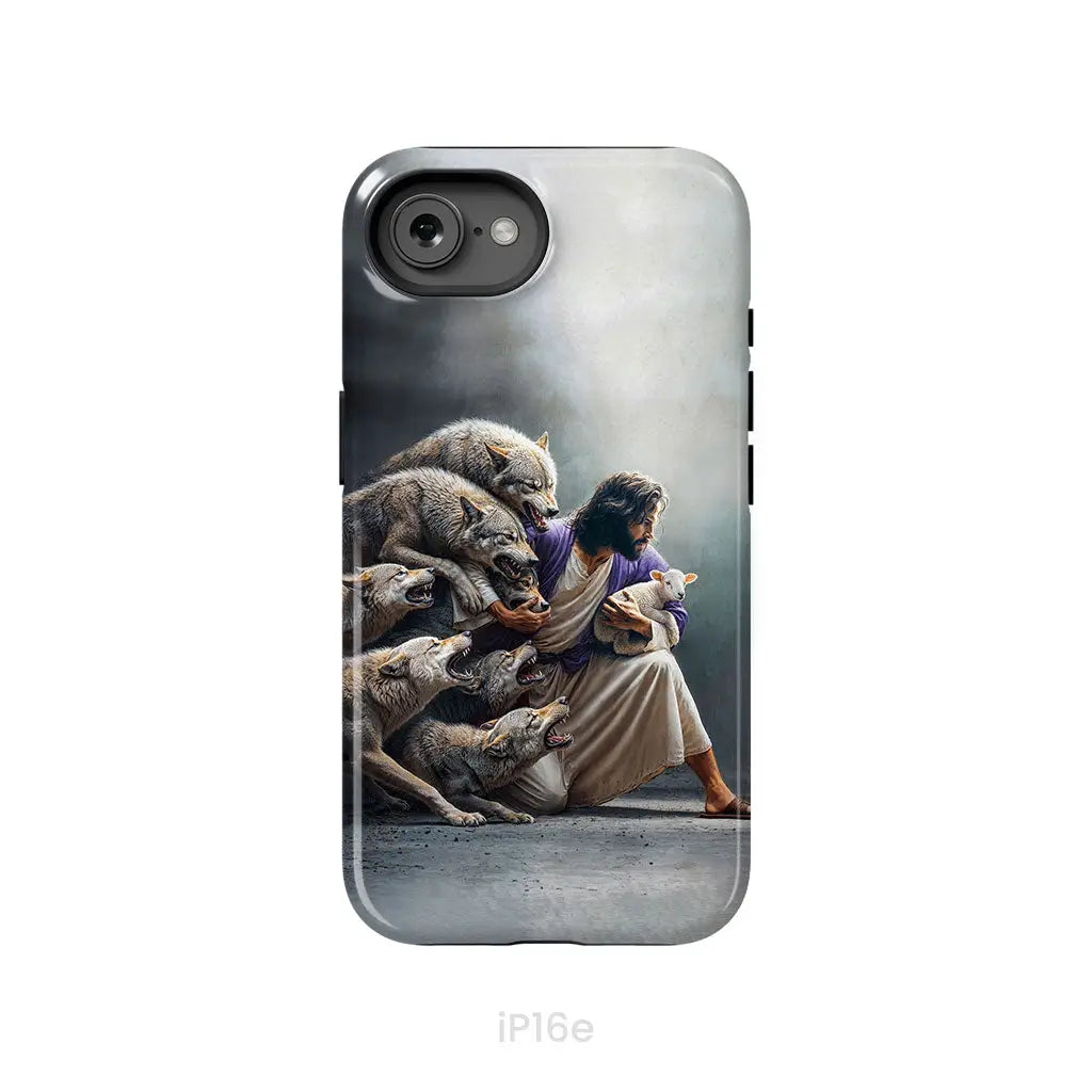 Jesus Protects The Lamb From Wolves Phone Case iPhone 16e / Tough Case