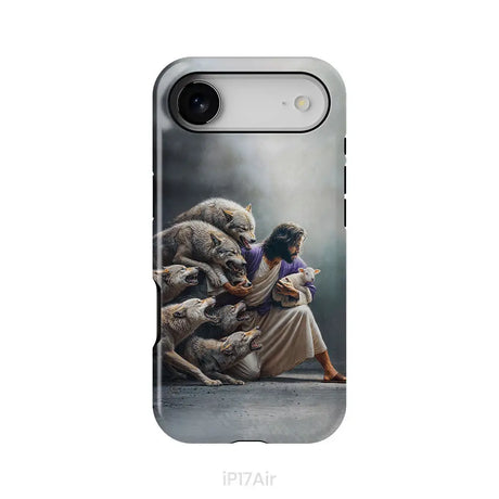 Jesus Protects The Lamb From Wolves Phone Case iPhone 17 Air / Tough Case