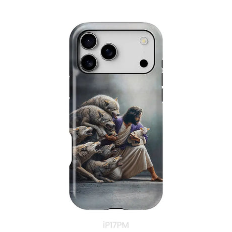 Jesus Protects The Lamb From Wolves Phone Case iPhone 17 Pro Max / Tough Case