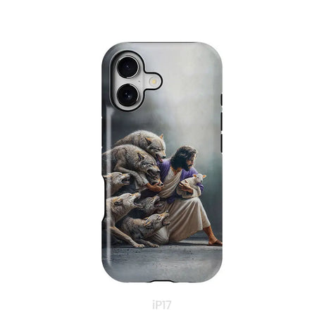 Jesus Protects The Lamb From Wolves Phone Case iPhone 17 / Tough Case