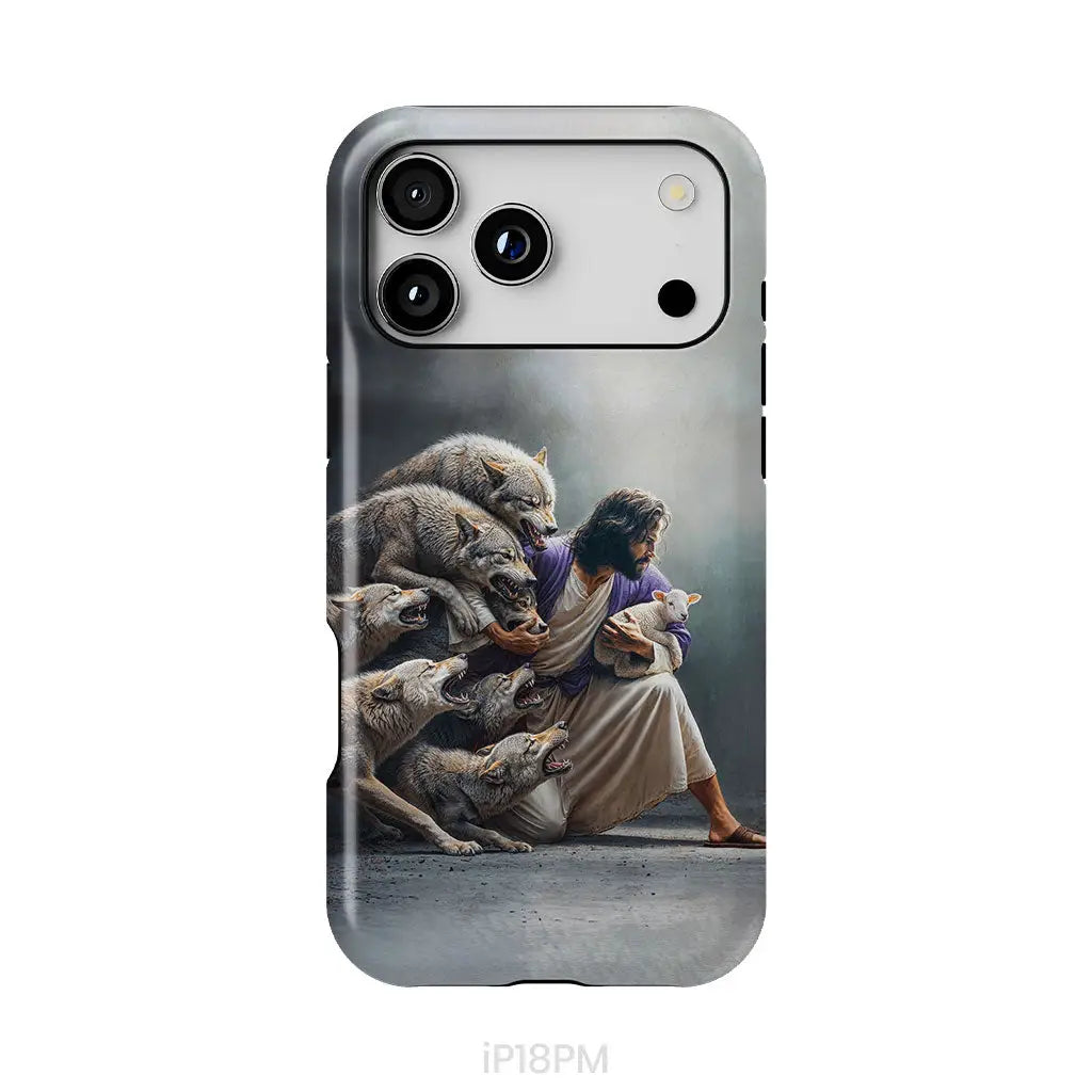 Jesus Protects The Lamb From Wolves Phone Case iPhone 18 Pro Max / Tough Case