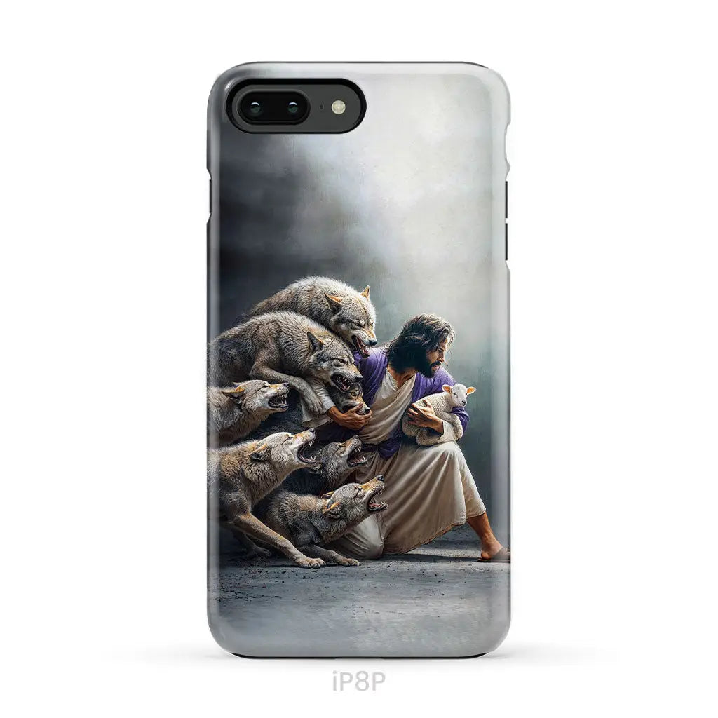 Jesus Protects The Lamb From Wolves Phone Case iPhone 8 Plus / Tough Case