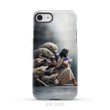 Jesus Protects The Lamb From Wolves Phone Case iPhone SE 2020 / Tough Case