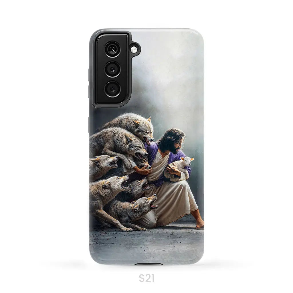 Jesus Protects The Lamb From Wolves Phone Case Samsung Galaxy S21 (Not for S21 FE) / Tough Case
