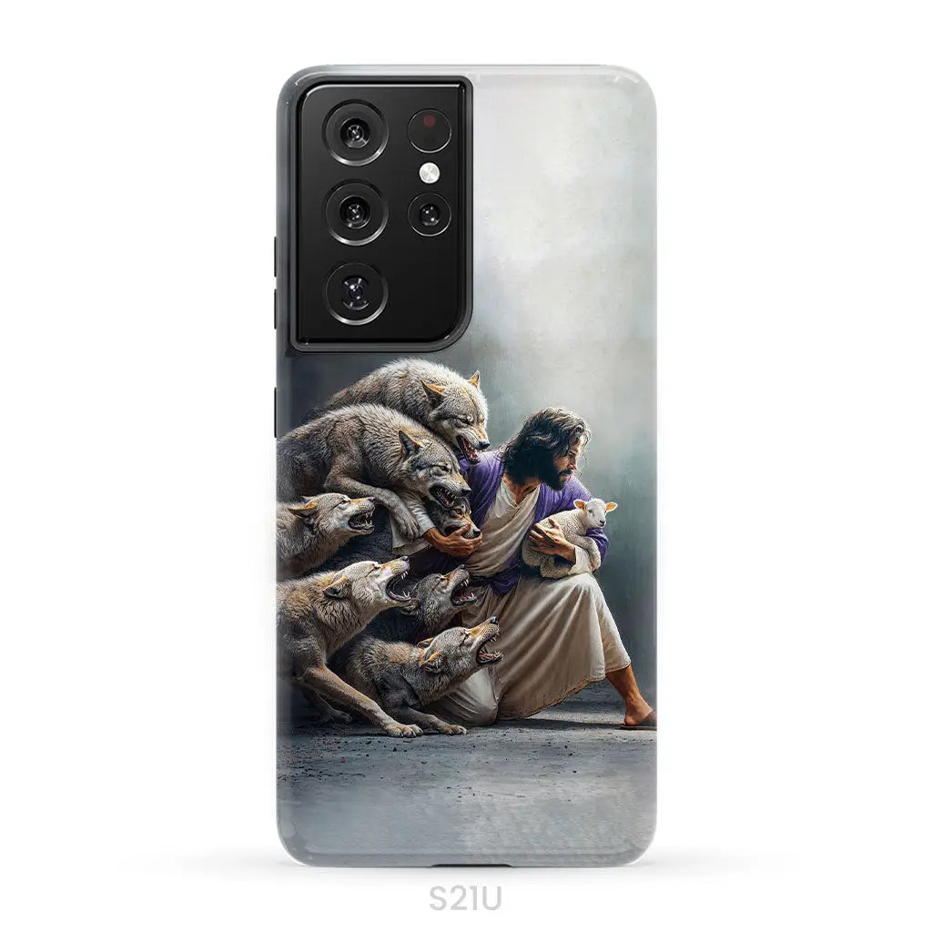 Jesus Protects The Lamb From Wolves Phone Case Samsung Galaxy S21 Ultra / Tough Case
