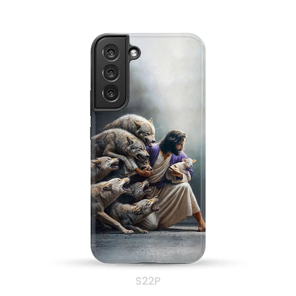 Jesus Protects The Lamb From Wolves Phone Case Samsung Galaxy S22 Plus / Tough Case