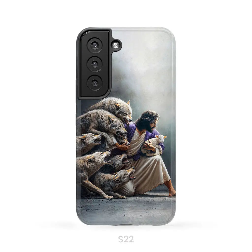 Jesus Protects The Lamb From Wolves Phone Case Samsung Galaxy S22 / Tough Case