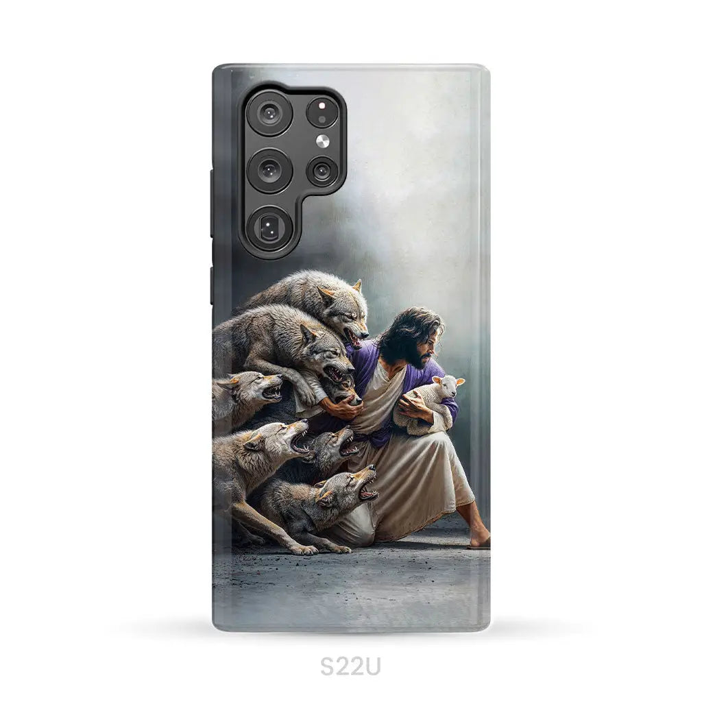 Jesus Protects The Lamb From Wolves Phone Case Samsung Galaxy S22 Ultra / Tough Case
