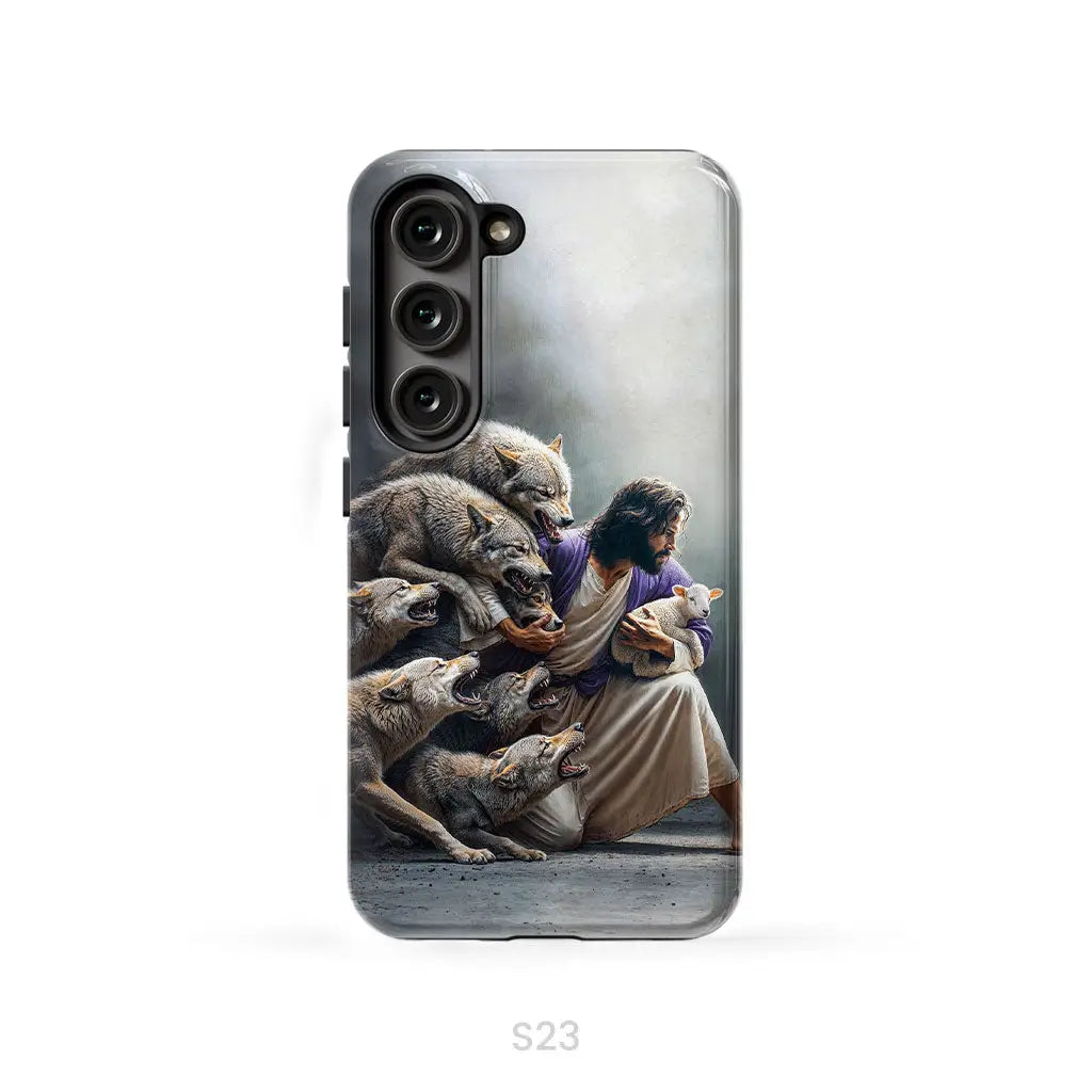 Jesus Protects The Lamb From Wolves Phone Case Samsung Galaxy S23 (Not for S23 FE) / Tough Case
