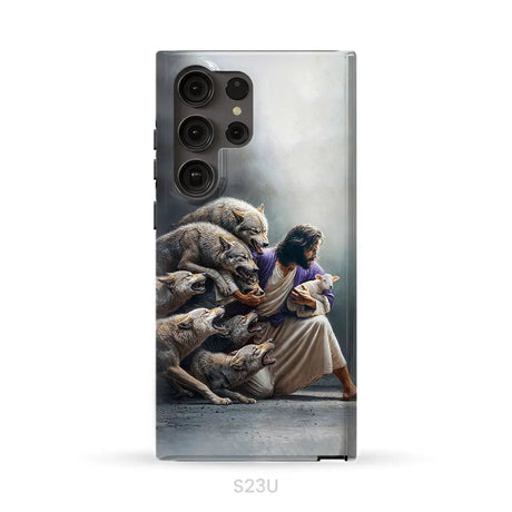 Jesus Protects The Lamb From Wolves Phone Case Samsung Galaxy S23 Ultra / Tough Case