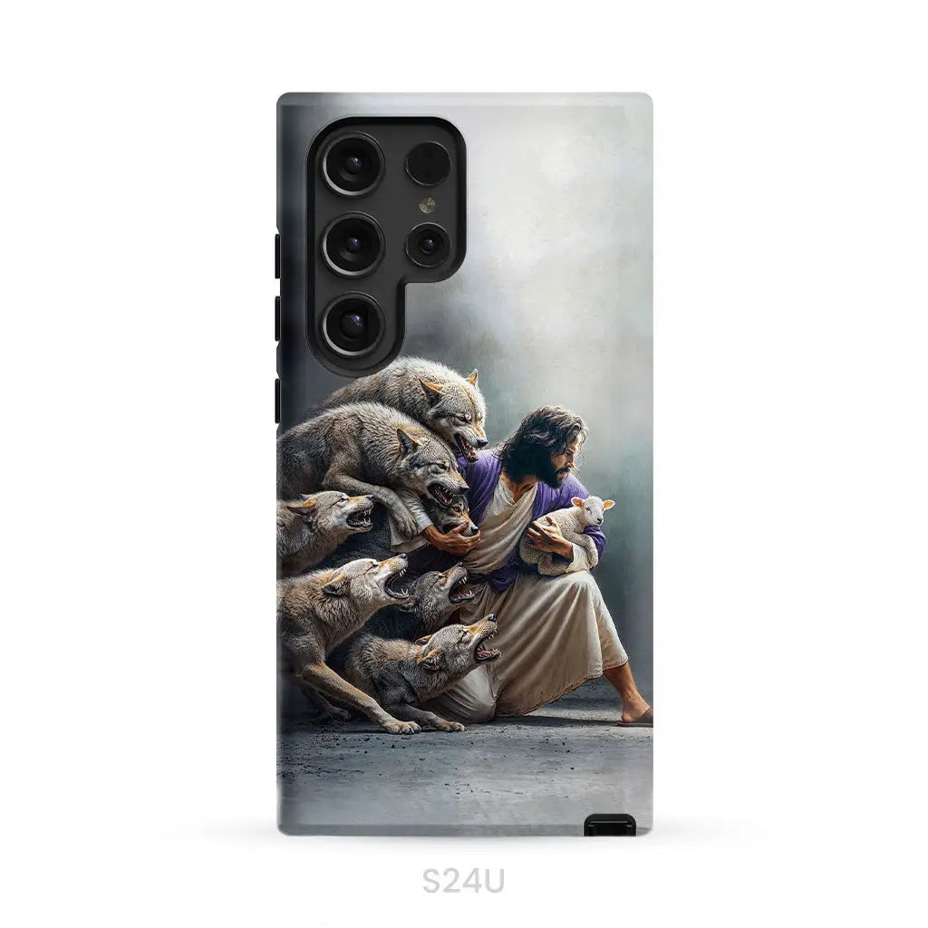 Jesus Protects The Lamb From Wolves Phone Case Samsung Galaxy S24 Ultra / Tough Case