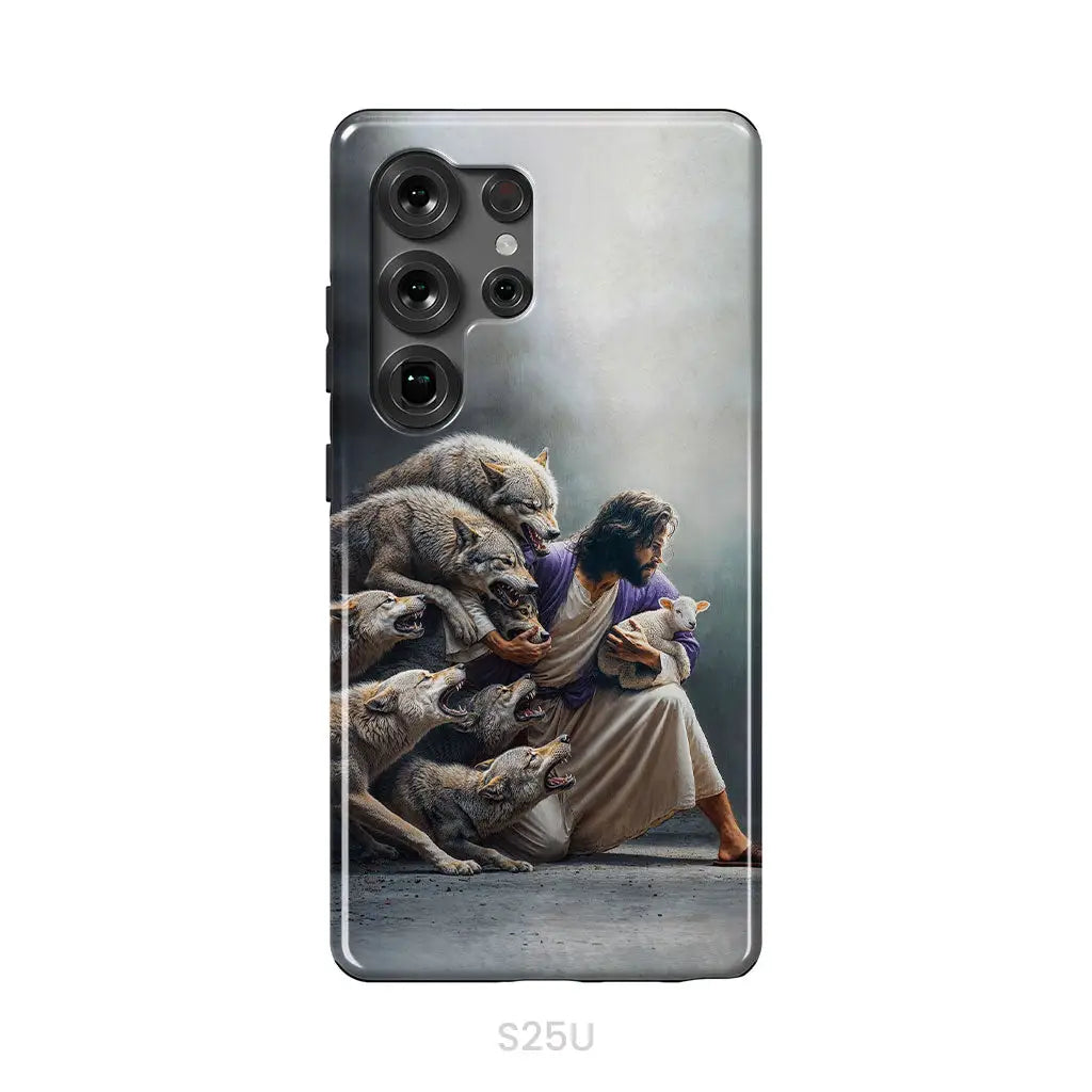 Jesus Protects The Lamb From Wolves Phone Case Samsung Galaxy S25 Ultra / Tough Case