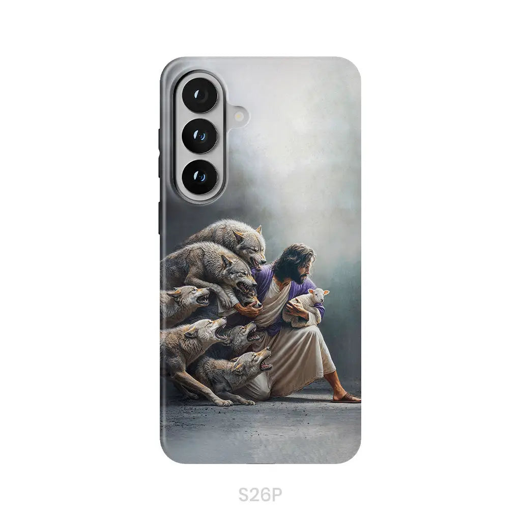 Jesus Protects The Lamb From Wolves Phone Case Samsung Galaxy S26 Plus / Tough Case