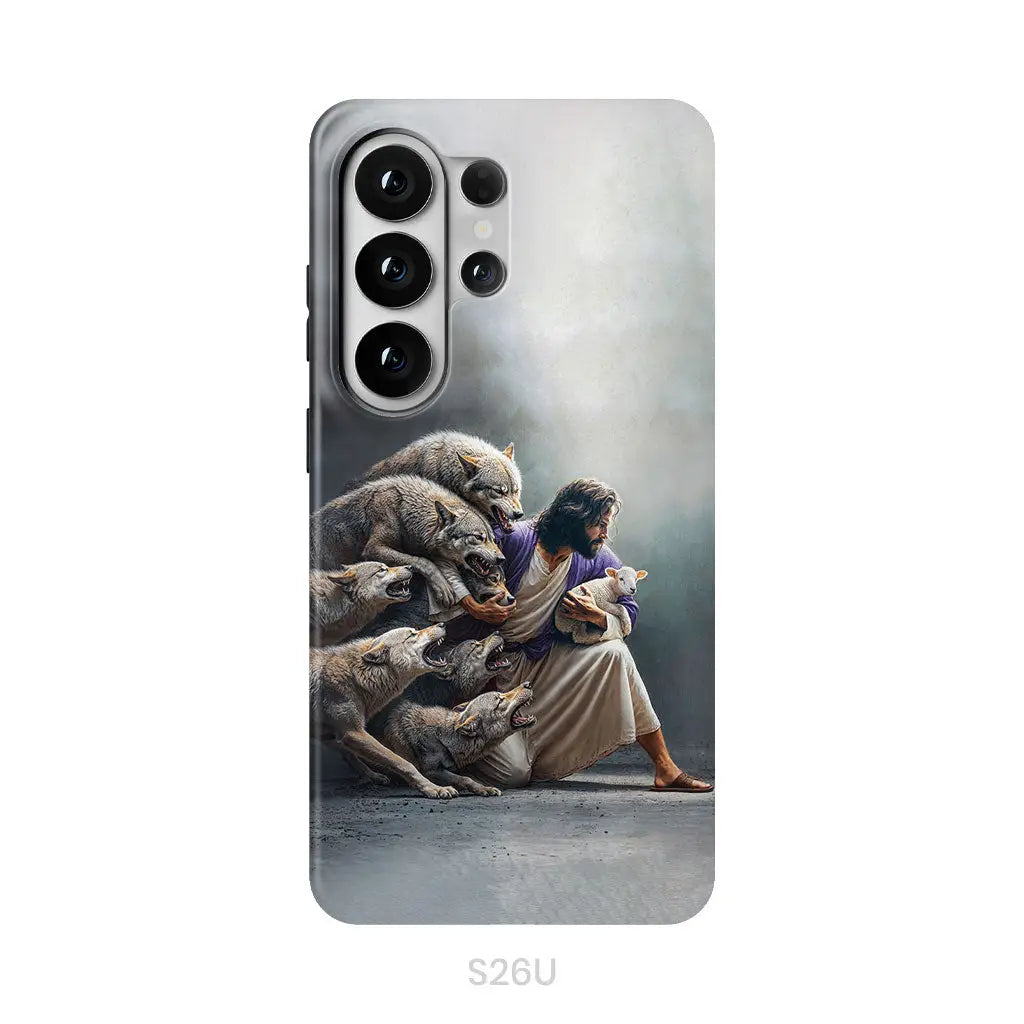 Jesus Protects The Lamb From Wolves Phone Case Samsung Galaxy S26 Ultra / Tough Case
