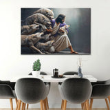 Jesus protects the lamb from wolves: Christian artwork, perfect for faith-filled home decoration and inspirational gifts.