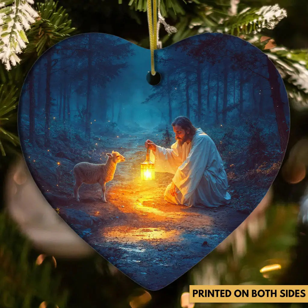 Jesus Rescues Lamb at Night Ornament