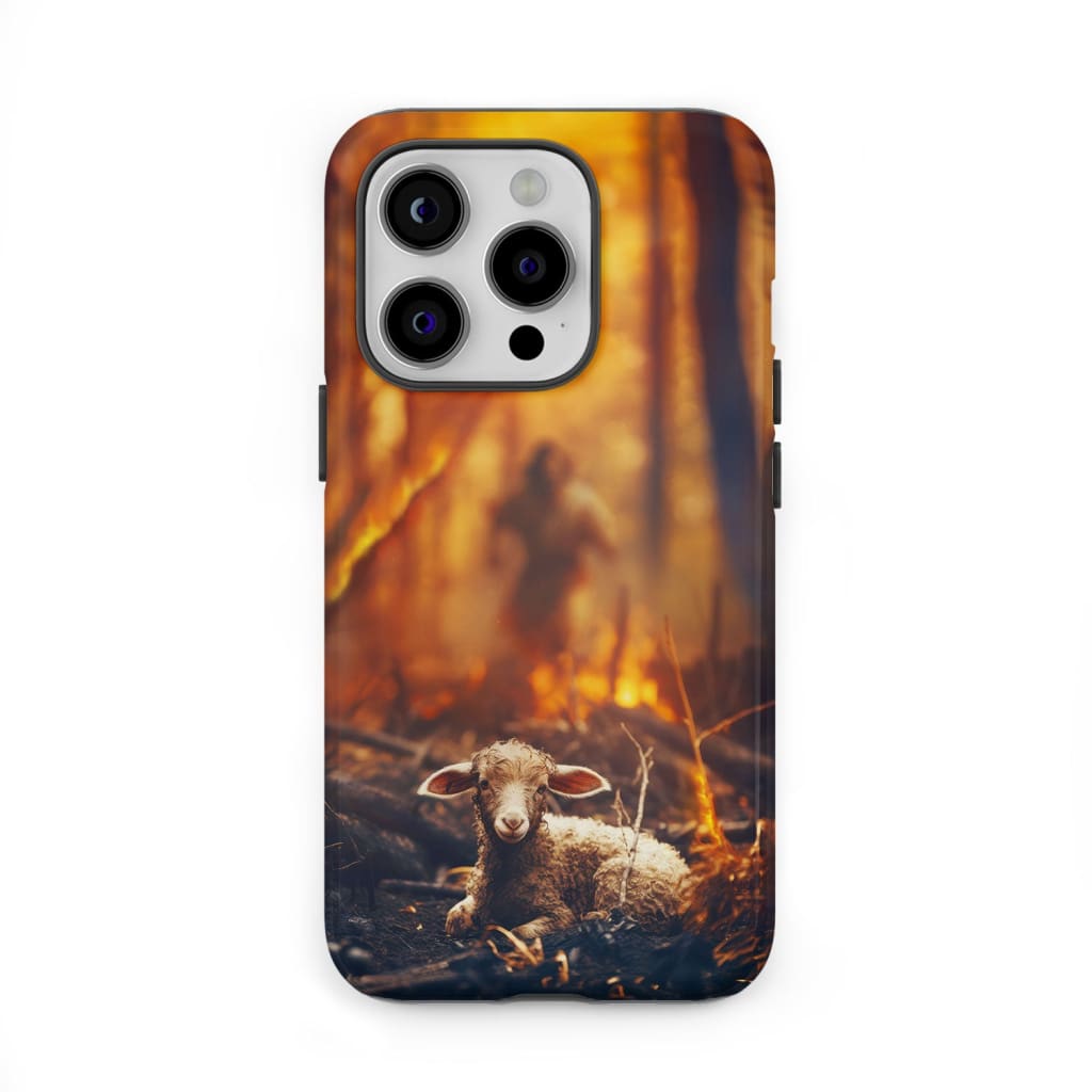 Jesus Rescues Lamb in the Fire Phone Case
