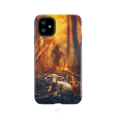 Jesus Rescues Lamb in the Fire Phone Case iPhone 11 / Tough