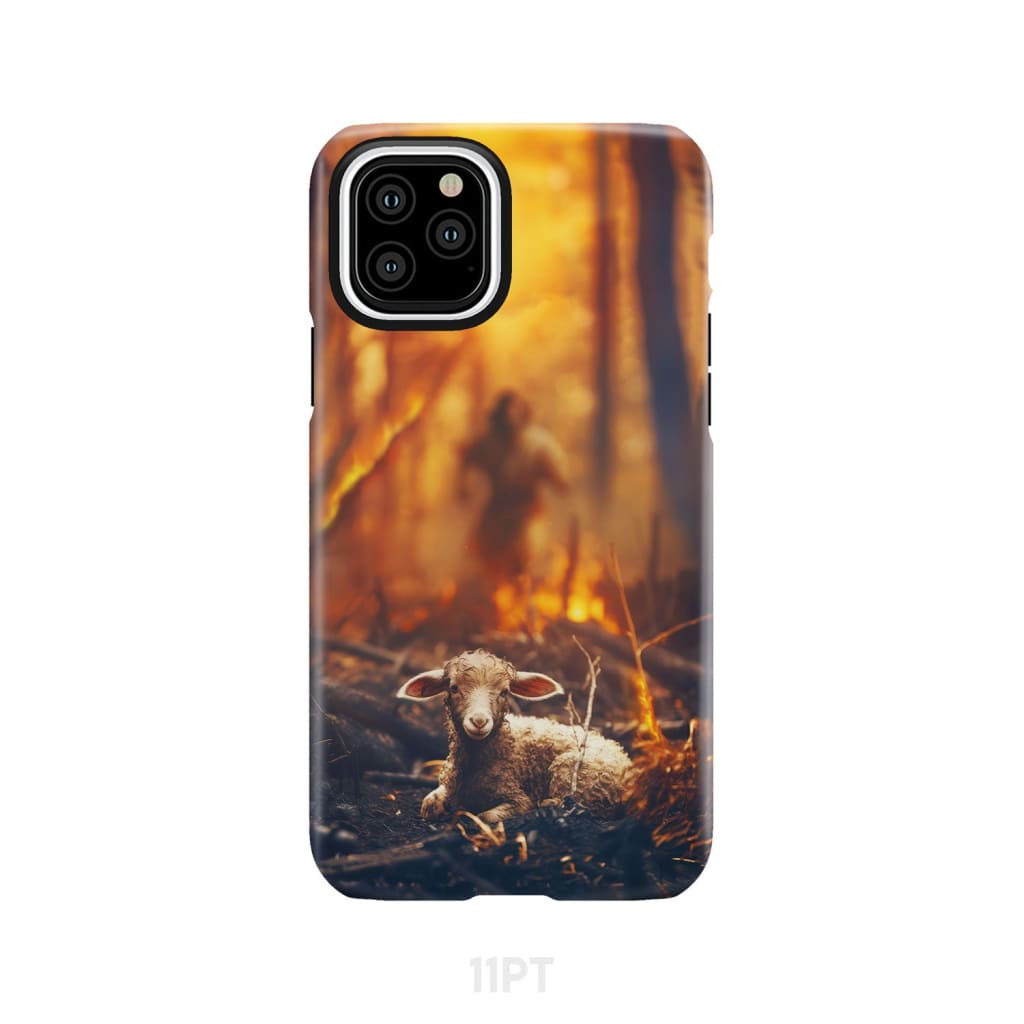 Jesus Rescues Lamb in the Fire Phone Case iPhone 11 Pro / Tough