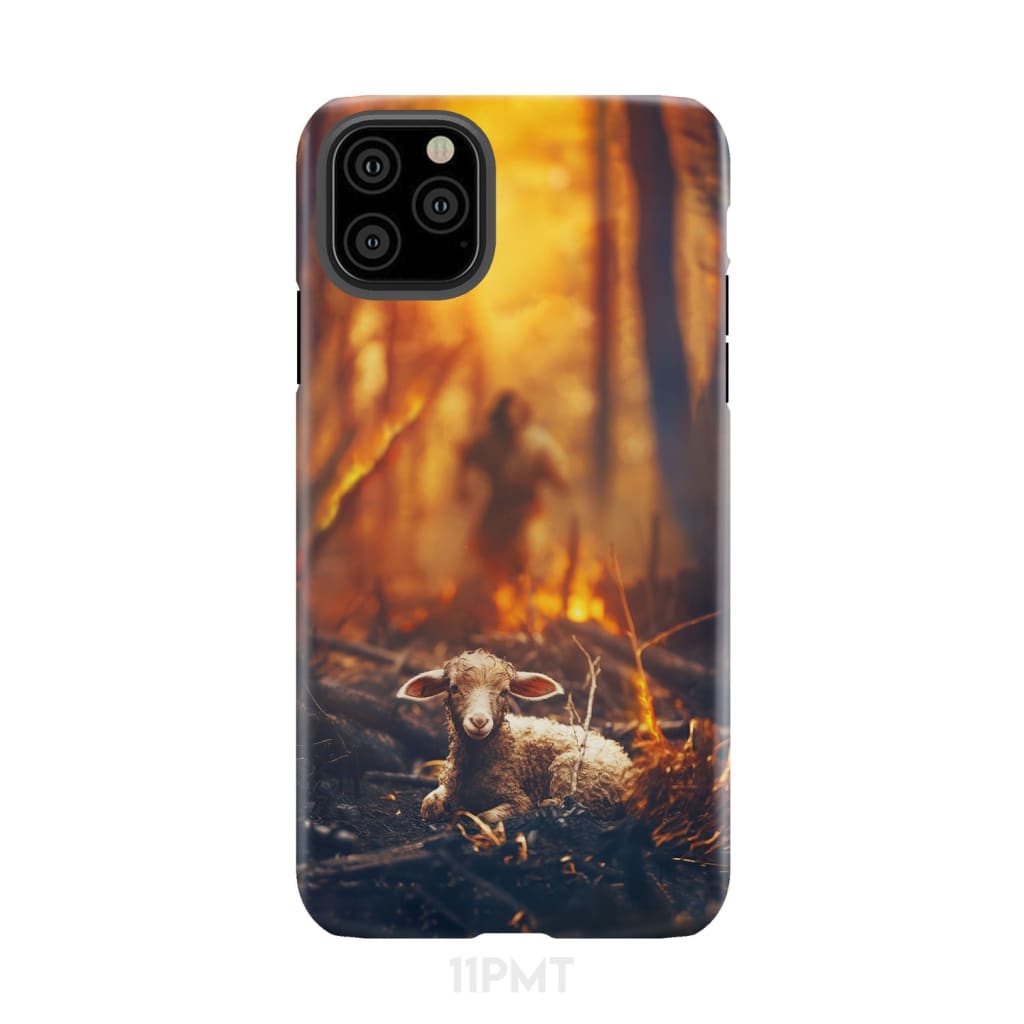 Jesus Rescues Lamb in the Fire Phone Case iPhone 11 Pro Max / Tough